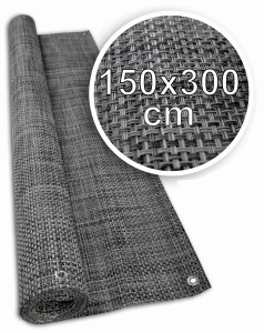 Osłona Technorattanowa na Płot Bramę 1,5x3m Szara (150cm x 300cm) mata technorattan